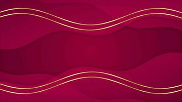 Dark Magenta red and golden abstract geometric motion techology background. Seamless looping background animation video