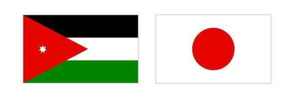 Jordanian and Japanese flags icon set. Vectors. vector