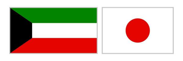 Kuwait flag and Japanese flag icon set. Vector. vector