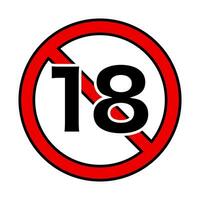 Flat design under 18 years old restricted icon. Vector. vector