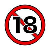 Flat design under 18 years old restricted icon. Vector. vector