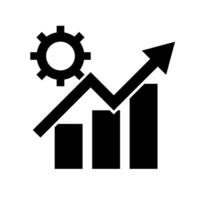 Developing graph silhouette icon. Bar graph and gear. Vector. vector