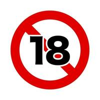 Strictly under 18 years old prohibited icon. Restricted browsing. Vector. vector