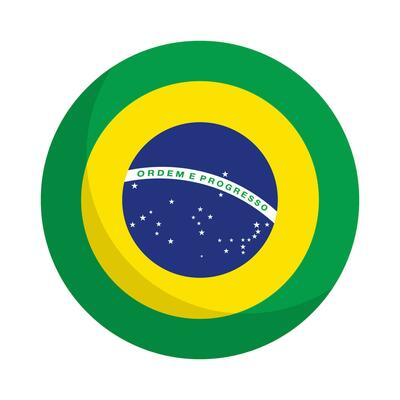 Flat design round Brazilian flag icon. Vector.
