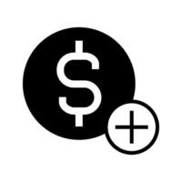 money coin with add symbol icon vector