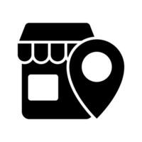 Tienda con ubicación alfiler icono vector