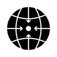 globe with arrow pointing to the core icon vector