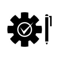 cogwheel with pencil and checkmark icon vector