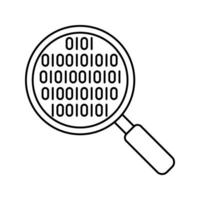 magnifying glass with binary code, illustration of computer science icon vector