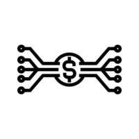 illustration of electronic money, coin with electrical circuit icon vector