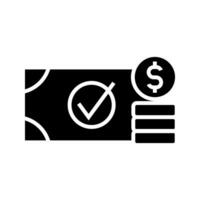 banknotes with checkmark and stack of coin icon vector