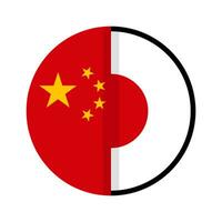 Round Chinese flag and Japanese flag icon. Vector. vector