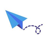 Flat design blue paper airplane icon. Sending email. Vector. vector