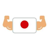 Japan claims power. Japanese flag and biceps. Vector. vector