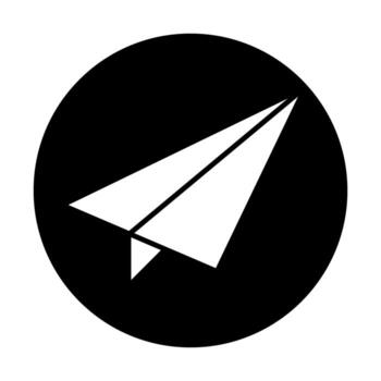 redondo correo electrónico o mensaje enviar botón. papel avión. vector. vector