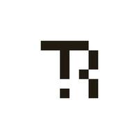 letter tr simple linked pixels logo vector