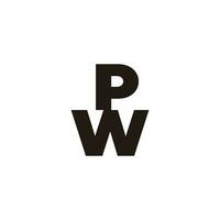 letter pw simple linked logo vector