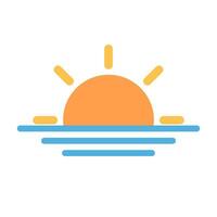 Ocean and sunset or sunrise icon. Vector. vector