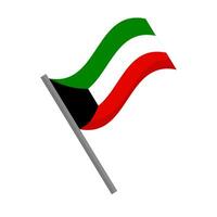 Fluttering Kuwaiti flag and pole icon. Vector. vector