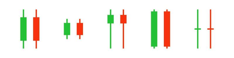 Various types of candlestick chart icons. Fluctuations in stock prices and exchange rates. Vectors. vector