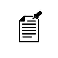 Pin Document, Important Document, Note and Contract Vector Icon for Apps, Websites and Graphic Design. Editable