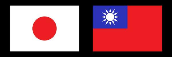 Japanese flag and Taiwan flag icon set. Vector. vector