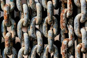 a close up of a chain of rusty links photo