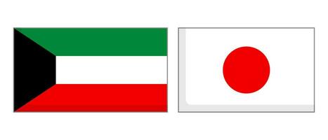 Kuwait flag and Japanese flag icon set. Vector. vector