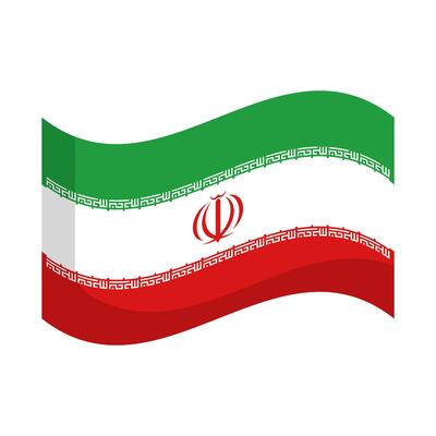 Fluttering Iranian flag icon. Vector.