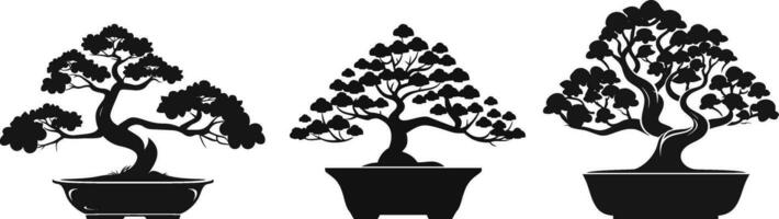 zen serenidad bonsai árbol silueta vector