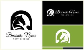 horseshoe racehorse horsemanship logo template vector