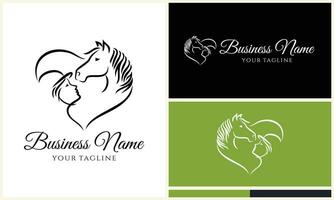 equestrian and kid logo template vector