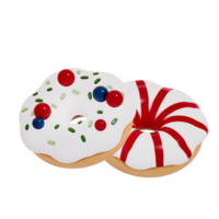 Christmas Dessert 3D , glazed Donuts Clipart on Transparent background . 3D Rendering png
