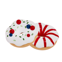 Navidad postre 3d , vidriado rosquillas clipart en transparente antecedentes . 3d representación png