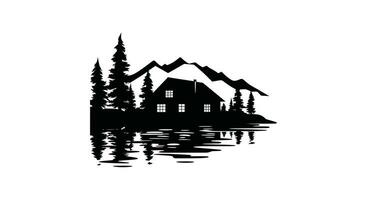 Charming Cabin by the Lake Vector Art