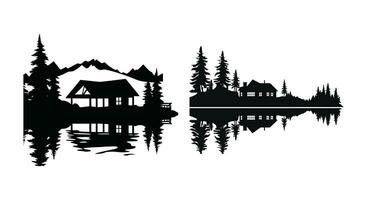 Nature's Embrace Silhouette Cabin Escape vector