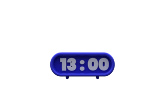 unique 3d rendering blue clock icon digital telling time.Trendy and modern in 3d style. png