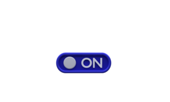 unique 3d rendering blue on toggle switch button isolated.Trendy and modern in 3d style. png