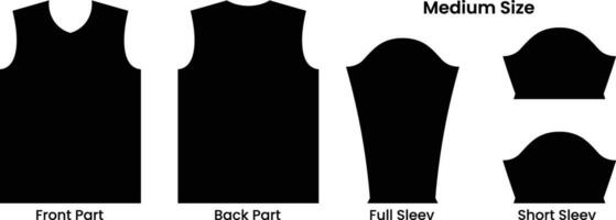 Jersey design template size. Medium size jersey pattern template t-shirt vector