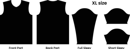 Jersey design template size. Xl size jersey pattern template t-shirt vector