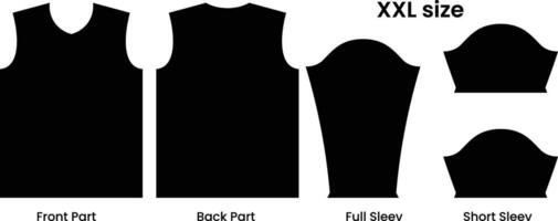 Jersey design template size. XXL size jersey pattern template t-shirt vector