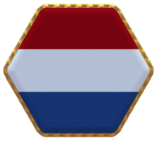 Netherlands Flag in Hexagon Shape with Gold Border, Bump Texture, 3D Rendering png