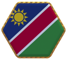 Namibia Flagge im Hexagon gestalten mit Gold Grenze, stoßen Textur, 3d Rendern png