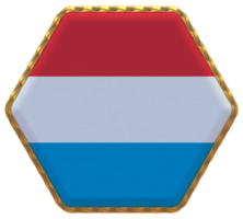 Luxembourg Flag in Hexagon Shape with Gold Border, Bump Texture, 3D Rendering png