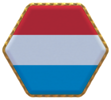 Luxembourg drapeau dans hexagone forme avec or frontière, bosse texture, 3d le rendu png