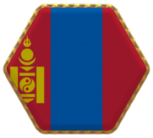 Mongolia bandiera nel esagono forma con oro confine, urto struttura, 3d interpretazione png