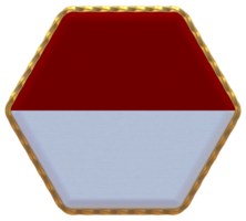 Monaco Flag in Hexagon Shape with Gold Border, Bump Texture, 3D Rendering png