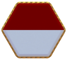 Monaco Flagge im Hexagon gestalten mit Gold Grenze, stoßen Textur, 3d Rendern png