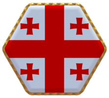 Georgia Flag in Hexagon Shape with Gold Border, Bump Texture, 3D Rendering png