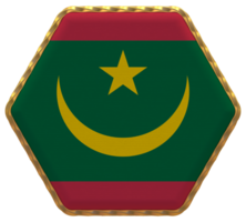 mauritania bandiera nel esagono forma con oro confine, urto struttura, 3d interpretazione png